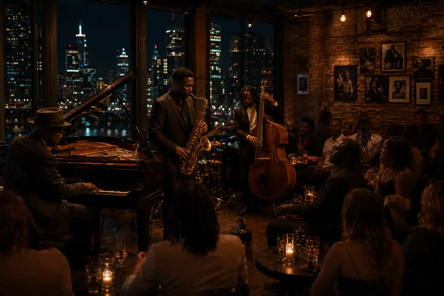 Live jazz and blues music performance in Chicago venue