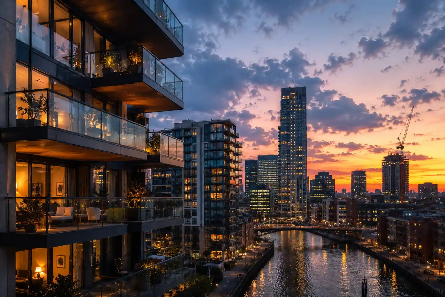 Modern luxury apartments and residential towers in Manchester