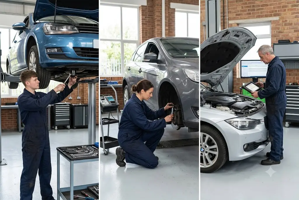 Comparison of different car service levels in UK garage