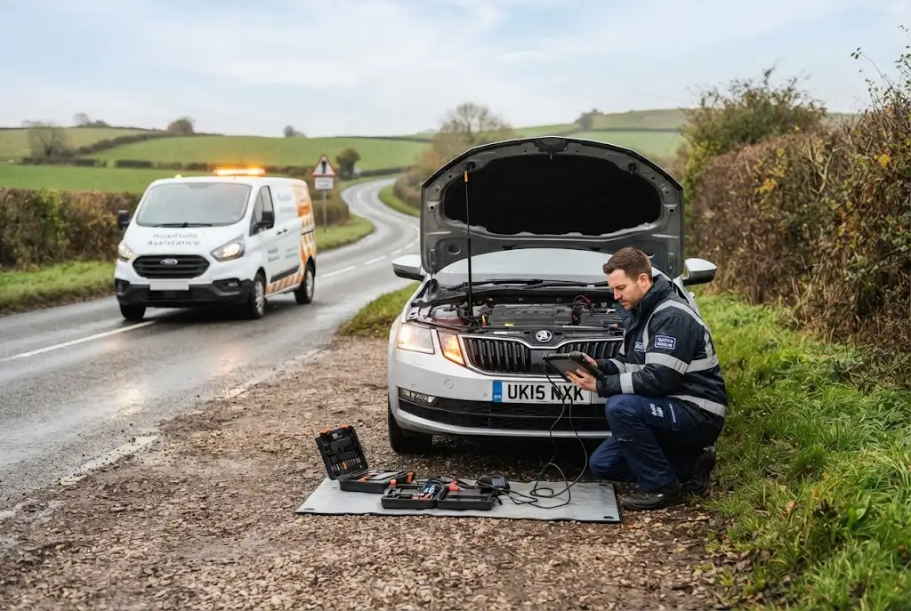 Emergency auto repair with a mobile mechanic providing roadside assistance