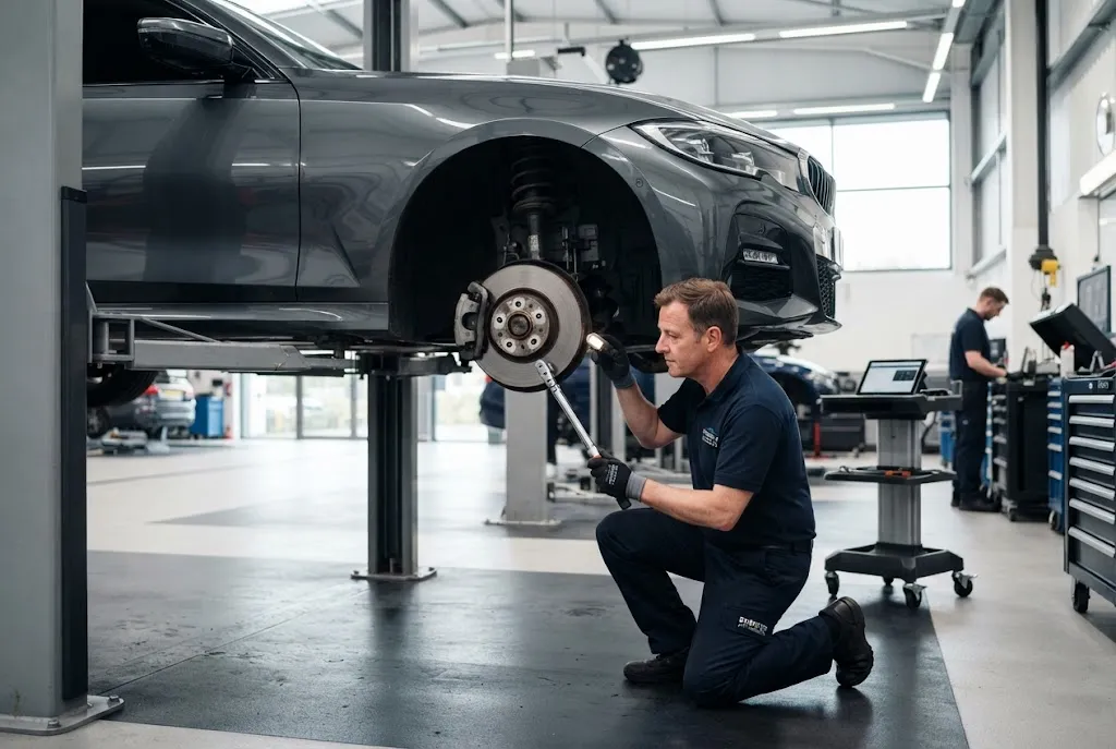 Vehicle safety checks for brakes tyres steering suspension and lights
